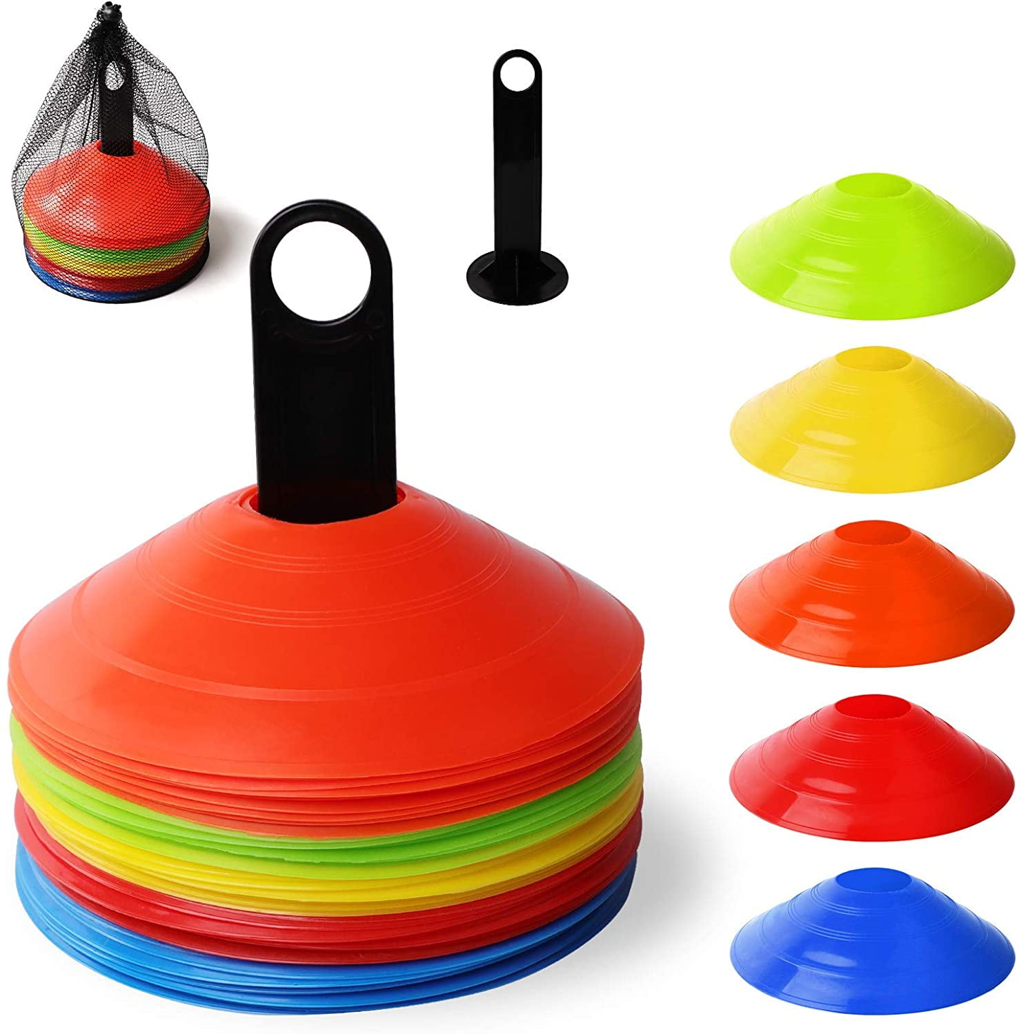 SEISSO 50 Pcs Soccer Logo Cone for Soccer Training, in 5 Colors