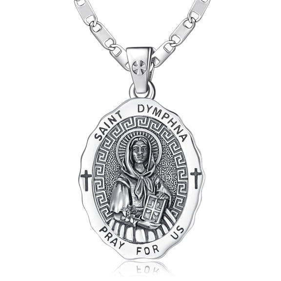 TANGPOET St Dymphna Medal Pendant Necklace Protection Necklace