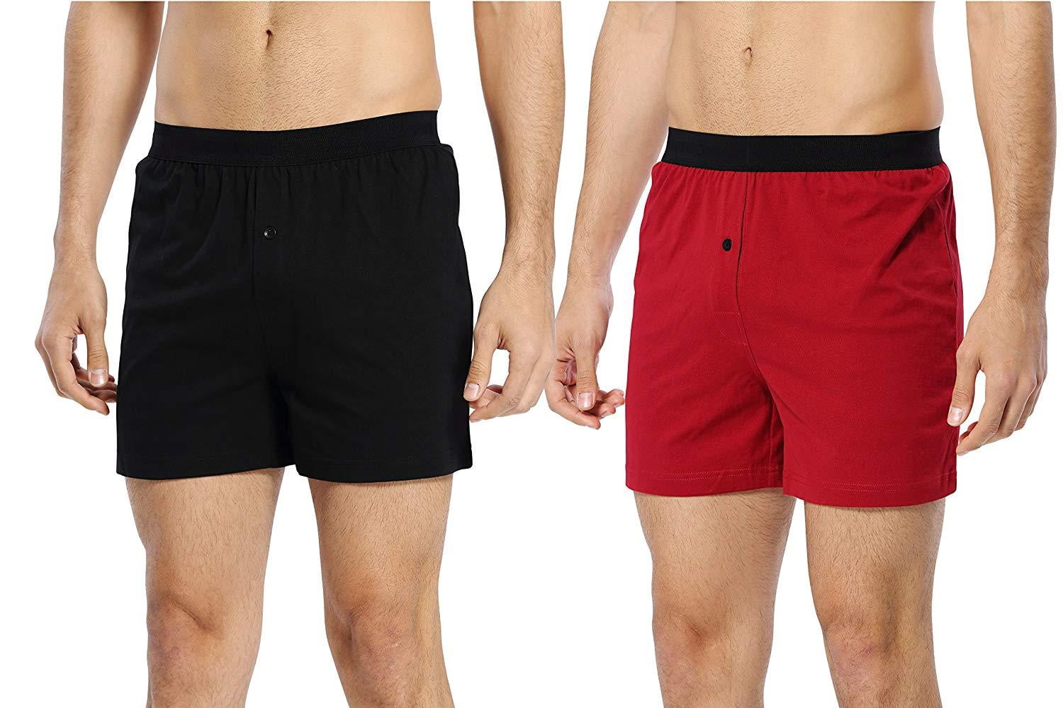 CYZ Mens 2Pack 100 Cotton Knit Boxer Shorts/Lounge Shorts