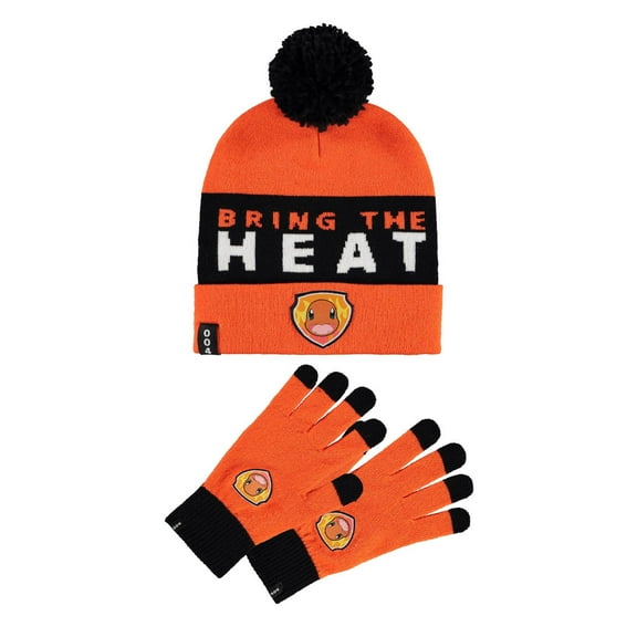 Pokemon Beanie and Knitted Gloves Charizard new Official Orange Gift Set