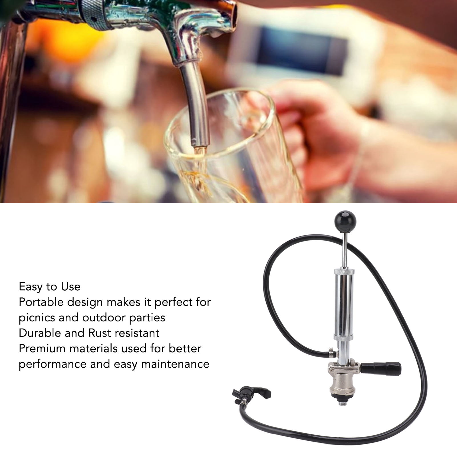 BIMZUC Beer Keg Pump 4 Inches / 10.16 cm Stainless Steel Keg Tap Hand Pump Picnic Beer Tap Kit for Homebrew Bars Restaurants Weddings
