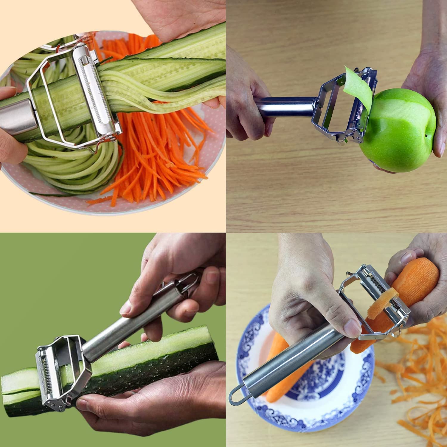 Vegetable Peeler- Fruit Peeler, Potato Peelers for kitchen- Apple Peeler  Ultra Sharp, Julienne Slicer+Serrated Peeler 2-Blades Multi-function Carrot