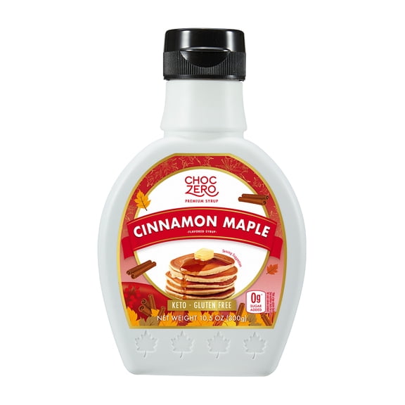 ChocZero Maple Cinnamon Syrup, Sugar Free, Keto Friendly, Low Carb Pancake Syrup, 10.5oz Squeeze Bottle