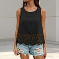 thumbnail image 2 of IWRICH Women's Scallop Trim Crop Tank Top Summer Keyhole Back Cropped Sleeveless Blouse Black XXL, 2 of 5