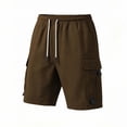 thumbnail image 5 of YLSDY Men's Solid Outdoor Cargo Shorts, Drawstring Elastic Waist, Multi-Pocket Casual Fashion Shorts Brown XL, 5 of 8