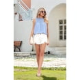 thumbnail image 5 of Womens Ruffle Neck Tank Tops Shirred Frill Dot Sleeveless Blouse Shirts Sky blue XL, 5 of 9