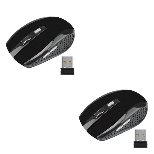 jesticaly Computer 2.4Ghz Wireless Optical Mouse Quick Speed Low Latency 6 Buttons Plastic Gaming Mice Desktop PC Portable Matte Black 2Set
