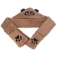 thumbnail image 4 of XIAOCHA Womens Panda‑Print Hooded Scarf Hat Plush Hats for Fall Winter Walk Hoodedscrafthats,Coffee, 4 of 5