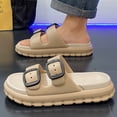 thumbnail image 3 of Sandalias planas de EVA Diapositivas de nube Doble hebilla Suela gruesa ajustable Casual para hombres, 3 of 7