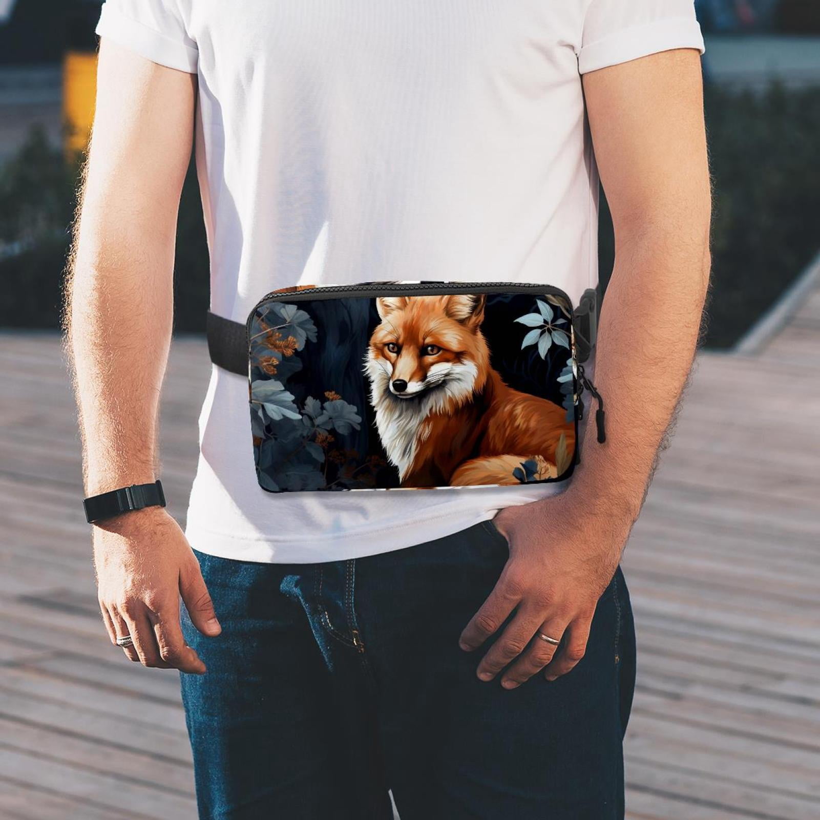 Fox Running Belt Fanny Packs Waist Packs with Extension Strap Unisex Lightweight Adjustable