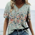 thumbnail image 1 of PENGXIANG T-shirt Imprimé à Manches Courtes à Imprimé Casual Mode pour Femmes Blue L, 1 of 5