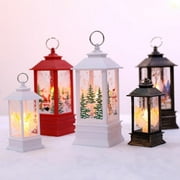 Pre-Lit Christmas Snow Globe, LED Lighted Lantern, Battery Operated Swirling Glitter Water for Holiday Season Home Decor