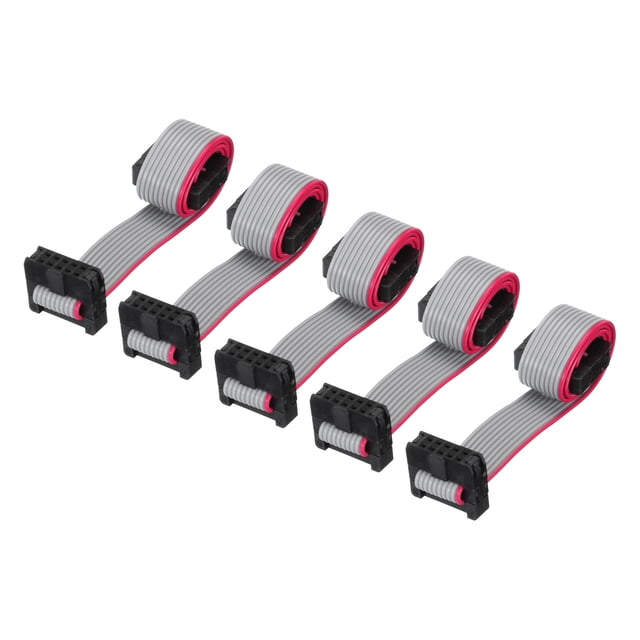 Unique Bargains IDC 10Pin Flat Ribbon Cable, 2.0mm Pitch FC to FC Connector 20cm Length Grey Jumper Wire Computer DVD, 5Pcs
