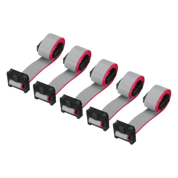 IDC 10Pin Flat Ribbon Cable, 2.0mm Pitch FC to FC Connector 20cm Length Grey Jumper Wire Computer DVD, 5Pcs