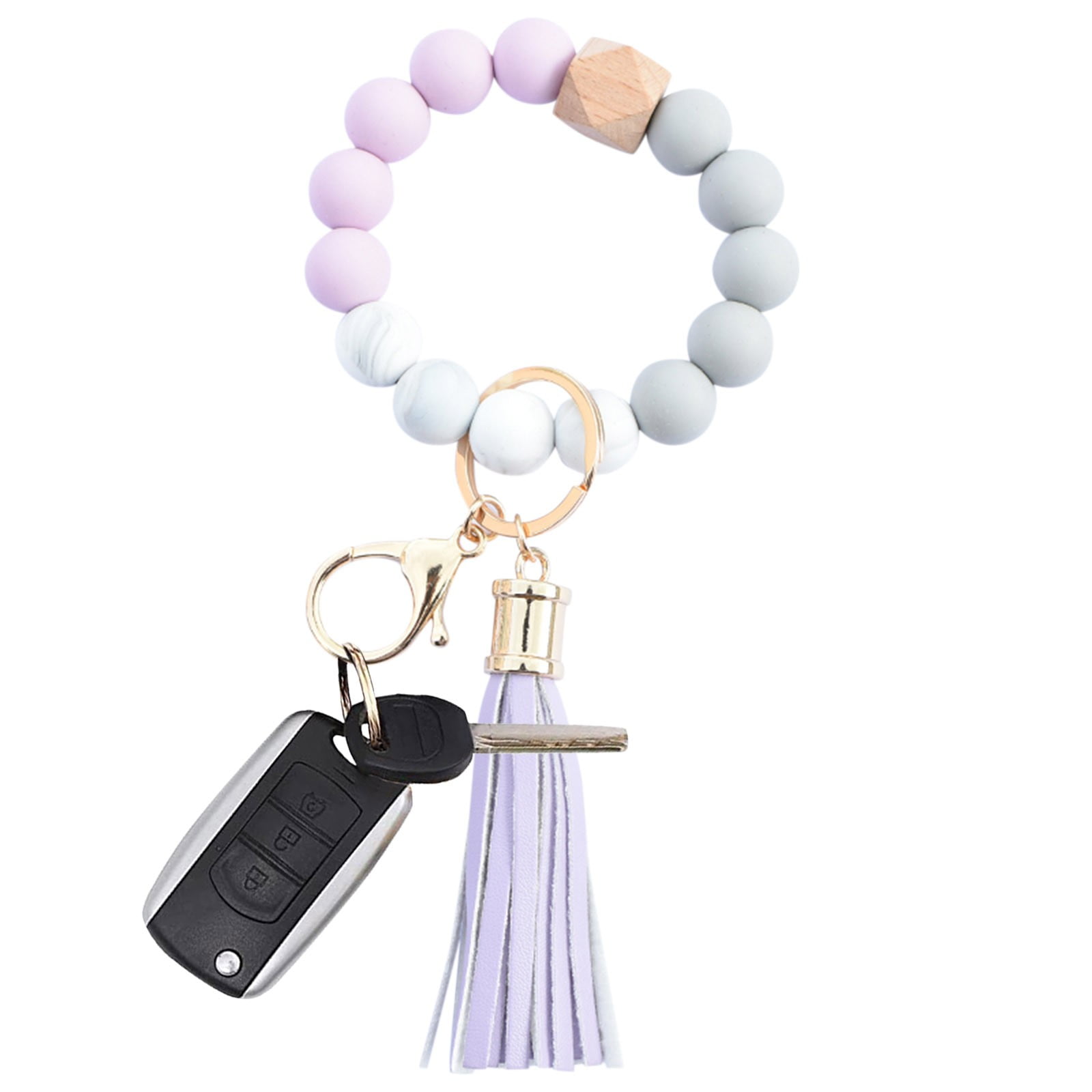 Jsaert Fashion Creative Keychain Bracelet Wristlet Key Ring Beaded ...