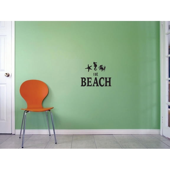 Custom Decals The Beach Wall Art Size: 20 Inches x 30 Inches Color: Black