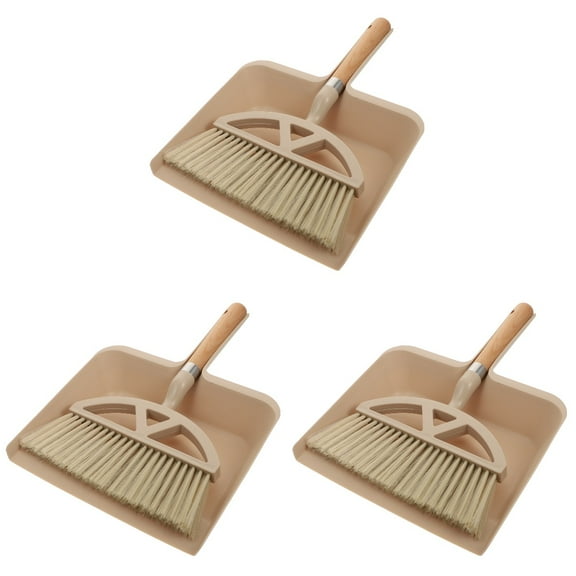 3 Sets Mini Garbage Container Cleaning Broom Household Brushes Handheld Cleaner Khaki