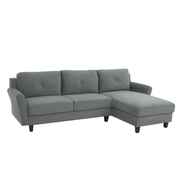 Lifestyle Solutions Taryn Curved Arm Sectional Sofa, Gray Microfiber