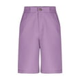 thumbnail image 4 of ZACPNCV Boys School Uniform Shorts Elastic Waist Knee Length Straight Shorts with Pockets Solid Color Short Pants Purple 3-4 Years, 4 of 8