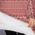 thumbnail image 3 of Oversized Wearable Blanket Hoodie,Red Christmas Folk Pattern Sherpa Blanket Hoodie with Super Pockets,Super Warm Fuzzy Pullover for Women & Men, 3 of 6