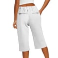 thumbnail image 5 of HKYNLAG Capri Pants for Women Petite Pull On Knee Length Cotton Linen Capris Summer Straight Leg Loose Beach Shorts with Pockets White M, 5 of 7