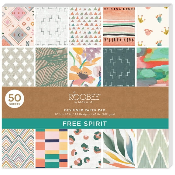 Roobee by Mara-Mi Free Spirit Multicolor Aztec Scrapbook Paper, 12" x 12" - 24 lb/ 100 GSM, 50 sheets