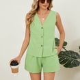 thumbnail image 6 of Women’s Summer Casual 2 Piece Short Sets 2026 Button Suit Vest Tops Shorts Dressy Business Work Outfits 2 Piece Sets For Women, 6 of 9