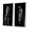 thumbnail image 3 of Designart "Golden Equestrian Black and Gold Equine I" Horse Framed Wall Art Set Of 2 - Black Animals Frame Gallery Set For Office Decor, 3 of 7