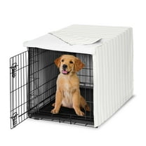 Sweet Jojo Designs Stripe White and Grey Boy, Girl, Unisex/Gender Neutral Dog Crate Kennel Cover 36in.