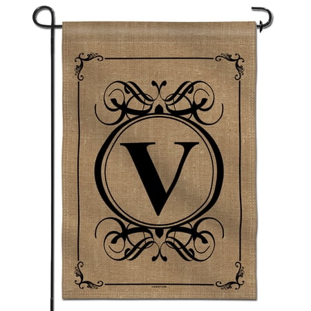 Anley Monogram Letter V Garden Flag  Double Sided Family Last Name Initial Yard Flags 18 x 12.5 Inch