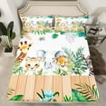 thumbnail image 2 of Manfei Giraffe Lion Elephant Tiger 4-Piece Full Size Sheets,Botanical Plants Bed Sheets,Lodge Cabin Lightweight Sheet Sets,Super Cozy Kawaii Bedroom Decorative, 2 of 7