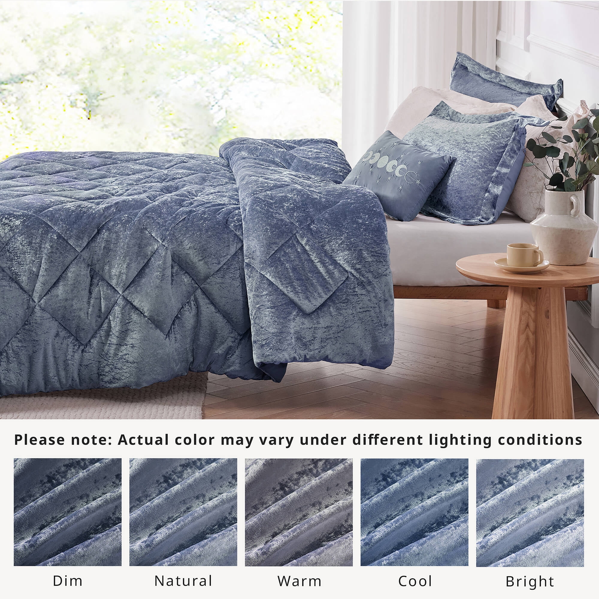 Regency Heights Twin/Twin XL Size Comforter Sets, Velvet Bedding Comforter Set for All Seasons, Blue Bedding Set with Decor Pillow for College Dorm, 3-Piece