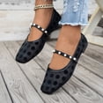 thumbnail image 6 of SuTry Women's Square Toe Flats Polka Dot Mesh Pearl Strap Mary Jane Style Lightweight Comfortable Slip On Casual Walking Shoes Daily Essential(40), 6 of 9