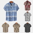 thumbnail image 2 of Mens Fashion 3D Decorative Pattern Button Shirts Ethnic Style Short-sleeved Tops, 2 of 7