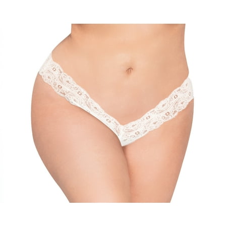 

Lacy Line Plus Size Sexy Lace Thong Panties With Open Crotch