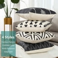 thumbnail image 4 of Set of 4 Decorative Geometric 18 x 18 Inches Throw Pillow Covers - Modern Pattern Linen Square Pillow Cushion Case for Sofa Couch Bed Home Outdoor Car (18" x 18", Black), 4 of 6