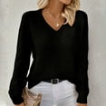 thumbnail image 2 of UAMVSH Women's Hollow out Sweater Elegant V Neck Long Sleeve Knitted Pullover Tops Fall Fashion Vacation Tunics Sweaters(Medium,Black 1), 2 of 7