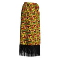 thumbnail image 4 of Bintarealwax African Skirt for Women Trendy Long Wrap Skirts Kente Print One Size Adjustable Tie Tassels Hem YF164, 4 of 5