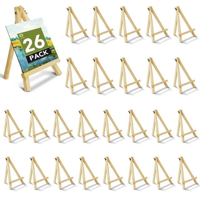 Paquete de 26 Caballetes de Madera de 9 Pulgadas Caballete para Pintar Lienzos Arte y Manualidades Trípode Pintura Caballete de Fiesta Caballetes de Mesa para Niños Estudiantes para Pintar Juego de Ca