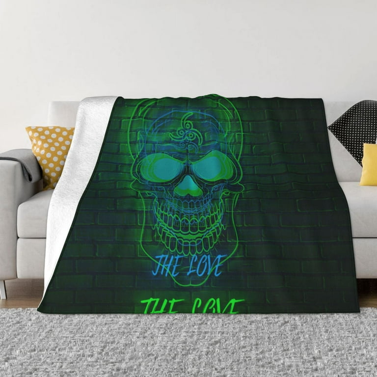 XMXT Throw Blanket Dazzling Neon Skeleton Pattern Machine Washable Blankets for Sofa 40 x 30 inches Multicolor Walmart