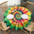 thumbnail image 3 of Rainbow Tie Dye Mandala Pattern Round Tablecloth 60"x60",Wrinkle Wipeable Table Cloth for Kitchen Dining Room Picnic Patio Party, 3 of 6