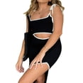 thumbnail image 1 of Robe Longue Côtelée pour Femmes Bodycon Maxi Robe Fendue E-Girl Robe de Plage Découpée pour Fête Clubwear, 1 of 6