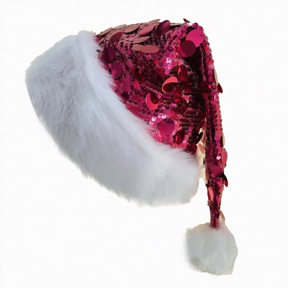 Rotm Funny Christmas Hats Christmas Hat, Santa Hats for Adults & Ki'ds Comfort Extra Thicken Holiday Xmas Hat for New Year Festive Party Hot Pink,One Size