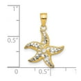 thumbnail image 2 of 10k Yellow Gold Concave Textured Polished and Rhodium Sea shell Nautical Starfish Charm Pendant Necklace Measures 20x16m, 2 of 2
