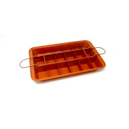 Copper Color Brownie Baking Pan with Divider by Trademark Innovations