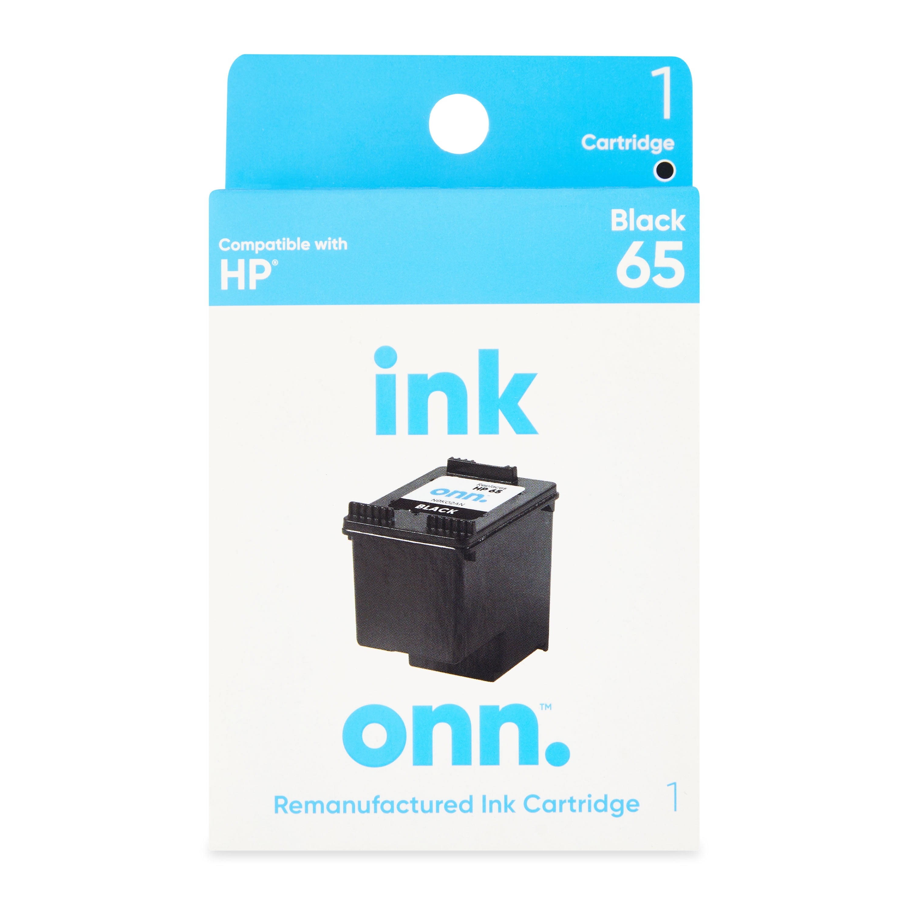 onn. Remanufactured Ink Cartridge, HP 65 Black