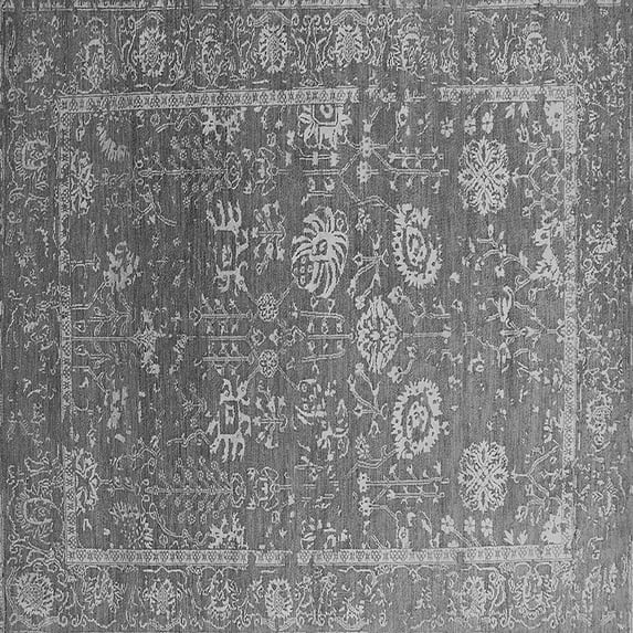 Ahgly Company Indoor Square Oriental Gray Industrial Area Rugs, 3' Square