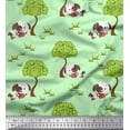 thumbnail image 1 of Soimoi Polyester Crepe Fabric Tree & Dog Kids Print Sewing Fabric Yard 52 Inch Wide, 1 of 1