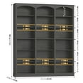 thumbnail image 3 of Homfa 18-Cube Bookcase and Bookshelves, 71.2" Triple Width 6-Tier Freestanding Arch Library Cabinet for Home Office Living Room, Dark Gray Texture, 3 of 8