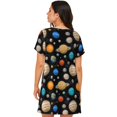 thumbnail image 2 of Bixox Planets In Deep Space Pattern Women's Nightgown, Soft & Breathable Sleepwear, Round Neck Knee-Length Pajama Dress,Loungewear for Home & Sleep, 2 of 7